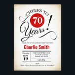 70th Birthday Party – 赤白黒 招待状<br><div class="desc">レトロなクリーミーな背景を持つ赤いホワイトブラックでの70th誕生日パーティーの招待。応援70年！任意のパーソナライズされた年に入ることができる。さらにカスタマイズするもし必要がある場合はメッセージを表示する。</div>
