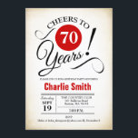 70th Birthday Party – 赤白黒 招待状<br><div class="desc">レトロなクリーミーな背景を持つ赤いホワイトブラックでの70th誕生日パーティーの招待。応援70年！任意のパーソナライズされた年に入ることができる。さらにカスタマイズするもし必要がある場合はメッセージを表示する。</div>