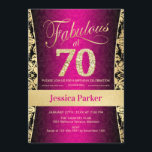 70th Birthday Party -金ゴールドピンクブラック 招待状<br><div class="desc">ピンクのブラックと金ゴールドで70th誕生日パーティーの招待。エレガント招待状・カーフェイクドとグリッター・金ゴールド機能damaskパターンとスクリプトフォント。70歳で素晴らしい！クラシックデザインパーティーに最適なスタイリッシュ。年齢もしを教えてカスタムくれ。</div>