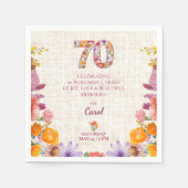 70th Birthday Party - Elegant Floral Number 70 スタンダードカクテルナプキン (正面)