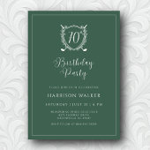 70th Birthday Party Golf Crest Elegant Script Sage 招待状