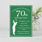 70th Birthday Party Golfer Green Par Dad Golf 招待状 (スタンド正面)