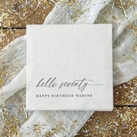 70th Birthday Party Hello 70 Modern Milestone スタンダードカクテルナプキン