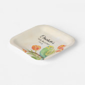 70th Birthday Party Parakeet with Tulips  ペーパープレート (傾斜あり)