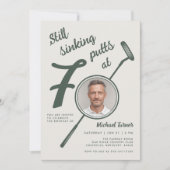 70th Birthday Party Photo Modern Golf Putter Green 招待状 (正面)