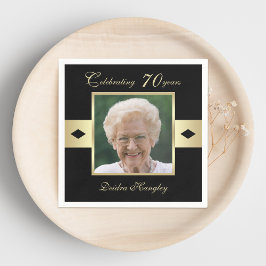 70th Birthday Party Photo on Black紙 スタンダードカクテルナプキン