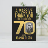 70th birthday photo black and gold サンキューカード (スタンド正面)