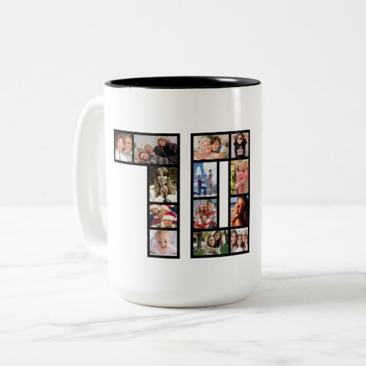 70th Birthday Photo Collage black ツートーンマグカップ (正面左)