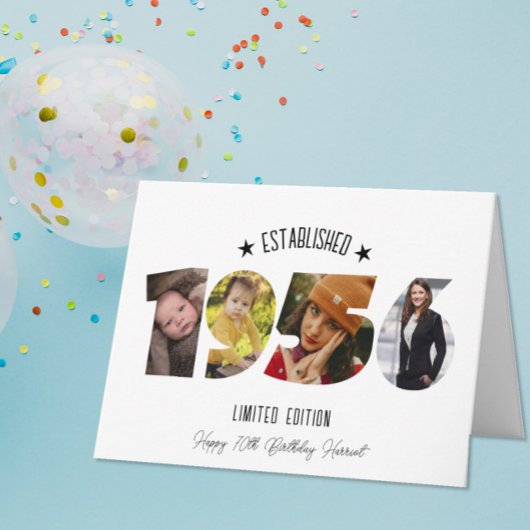 70th birthday Photo Collage established 1956 サンキューカード
