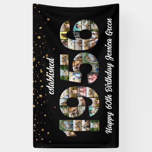 70th Birthday Photo Collage party Established 1956 横断幕 (縦)