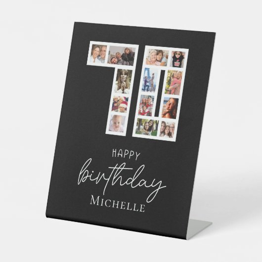 70th Birthday Photo Collage Tabletop Sign 台座サイン (正面)