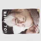 70th birthday photo hello 70 ゴルフタオル (横)