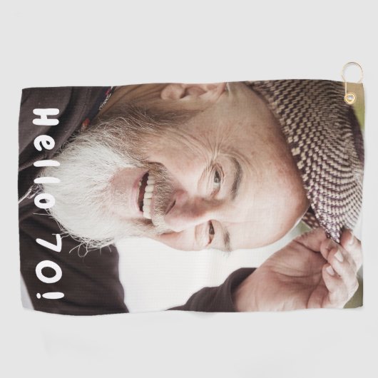 70th birthday photo hello 70 ゴルフタオル (横)