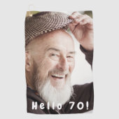 70th birthday photo hello 70 ゴルフタオル (正面)