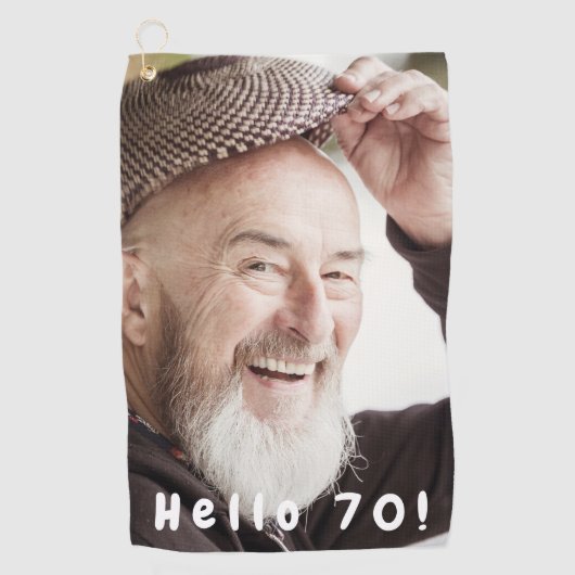 70th birthday photo hello 70 ゴルフタオル (正面)