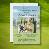 70th Birthday Photo Watercolor Golf Theme 招待状