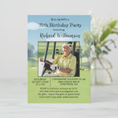 70th Birthday Photo Watercolor Golf Theme 招待状 (スタンド正面)