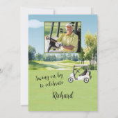 70th Birthday Photo Watercolor Golf Theme 招待状 (裏面)