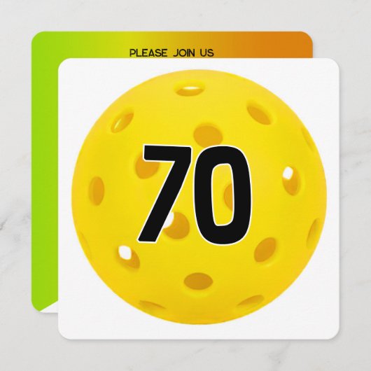 70th Birthday Pickleball Party 招待状 (正面/裏面)
