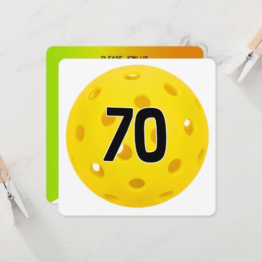 70th Birthday Pickleball Party 招待状 (正面/裏面インサイチュ)