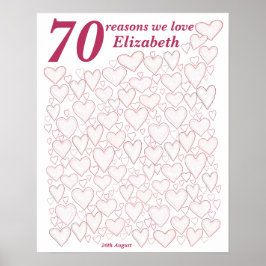 70th Birthday - Pink 70 Reasons We Love You Gift ポスター