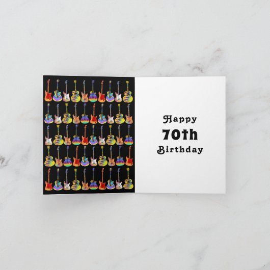 70th birthday Retro Groovy Guitar Personalized カード (内部)