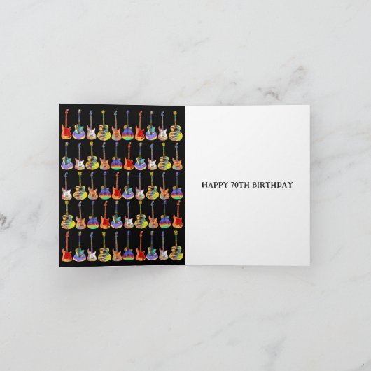 70th birthday Rock and Roll Guitar add Name カード (内部)
