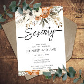 70th Birthday Rustic Floral Fall 招待状