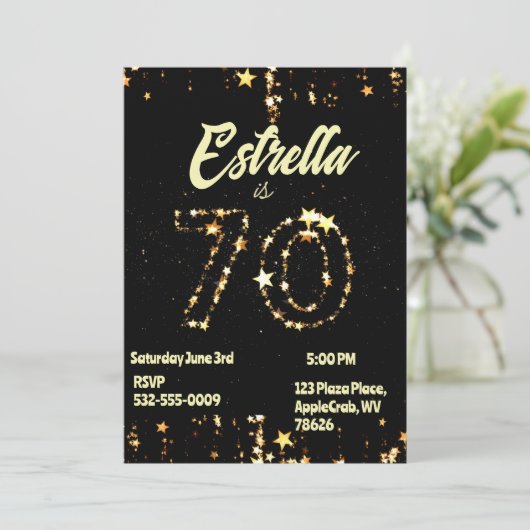 70th Birthday Seniors Digital Elegant Party 招待状 (スタンド正面)