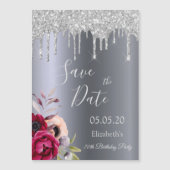 70th birthday silverグリッターSave the Date magnet (正面)