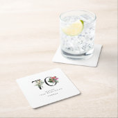 70th Birthday Simple Elegant Tropical Invitation スクエアペーパーコースター (インサイチュ)