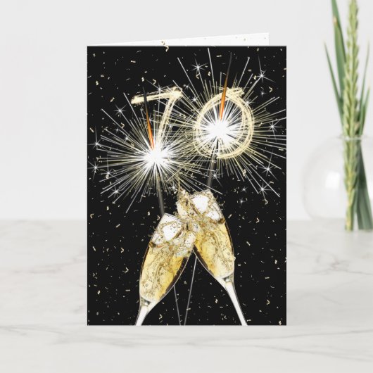 70th Birthday Sparklers and Champagne Toast カード (正面)
