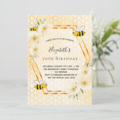 70th birthday teaパーティーハニカムバブルミツバチ 招待状 (スタンド正面)