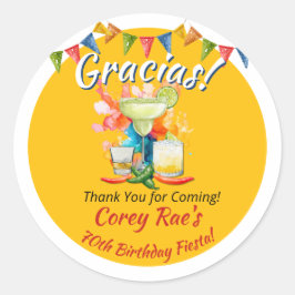 70th Birthday Thank You Fiesta "Gracias" Custom ラウンドシール