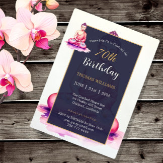 70th Buddha Birthday, Watercolor, Meditation /Yoga 招待状