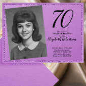 70th Custom Photo Purple and Black 招待状