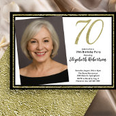 70th Custom Photo White Black and Gold  招待状