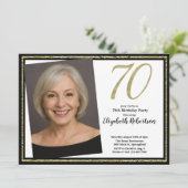 70th Custom Photo White Black and Gold 招待状 (スタンド正面)