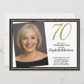 70th Custom Photo White Black and Gold 招待状 (正面)