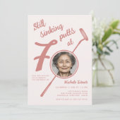 70th Golf Theme Birthday Party Photo Modern Pink 招待状 (スタンド正面)