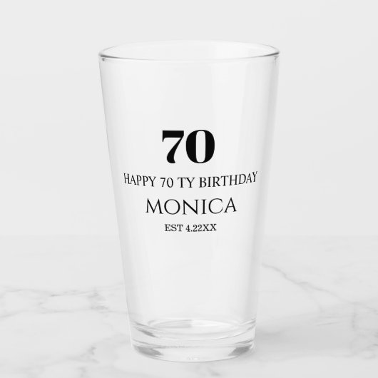 70th happy birthday custom name Glass Cup タンブラーグラス (正面)