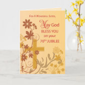 70th Jubilee Anniversary Nun Cross, Swirls, Flower カード (黄色い花)