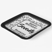 70th Party Random Number Pattern Black/White ペーパープレート (傾斜あり)