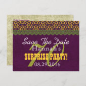 70th Save the Date SURPRISE誕生日V070D 案内ポストカード (正面/裏面)