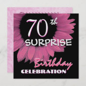 70th SUPPLISE誕生日ピンクヒマワリ001 招待状 (正面/裏面)