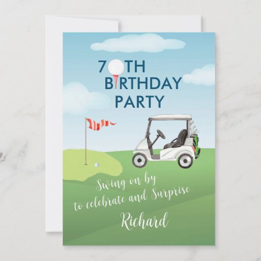 70th Surprise Birthday Party Men's Golf Theme 招待状 (裏面)