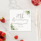 70th Wedding Anniversary Greenery Floral スタンダードカクテルナプキン (インサイチュ)