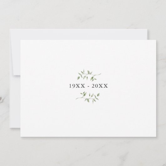 70th Wedding Anniversary Greenery Floral 招待状 (裏面)