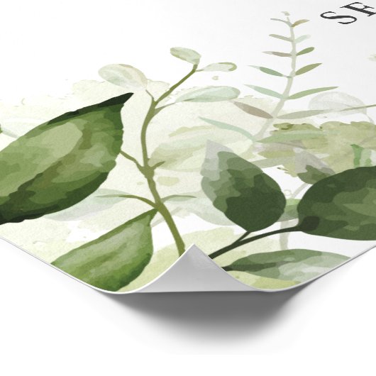 70th Wedding Anniversary Greenery Welcome Sign ポスター (角)