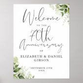 70th Wedding Anniversary Greenery Welcome Sign ポスター (正面)